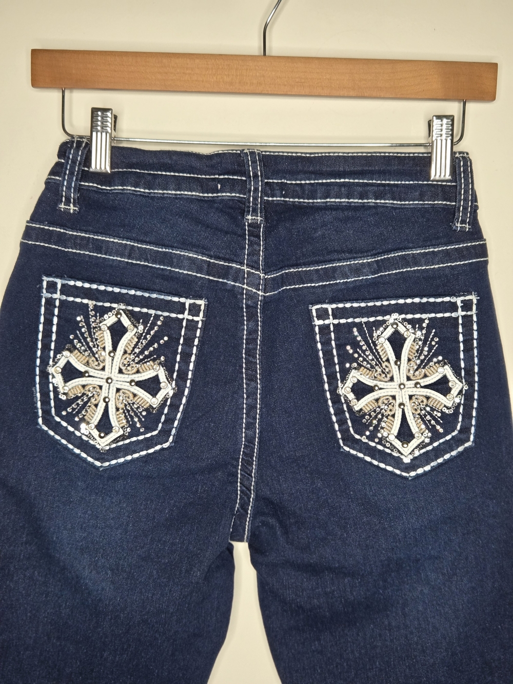 NWT Bamboo Super Soft Rayon Denim Dark Wash Skinny Jeans Thick White Stitching 7 - Picture 8 of 13
